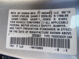 2015 Honda Civic EX Silver Sedan 1.8L AT #A22606